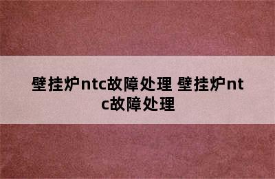 壁挂炉ntc故障处理 壁挂炉ntc故障处理